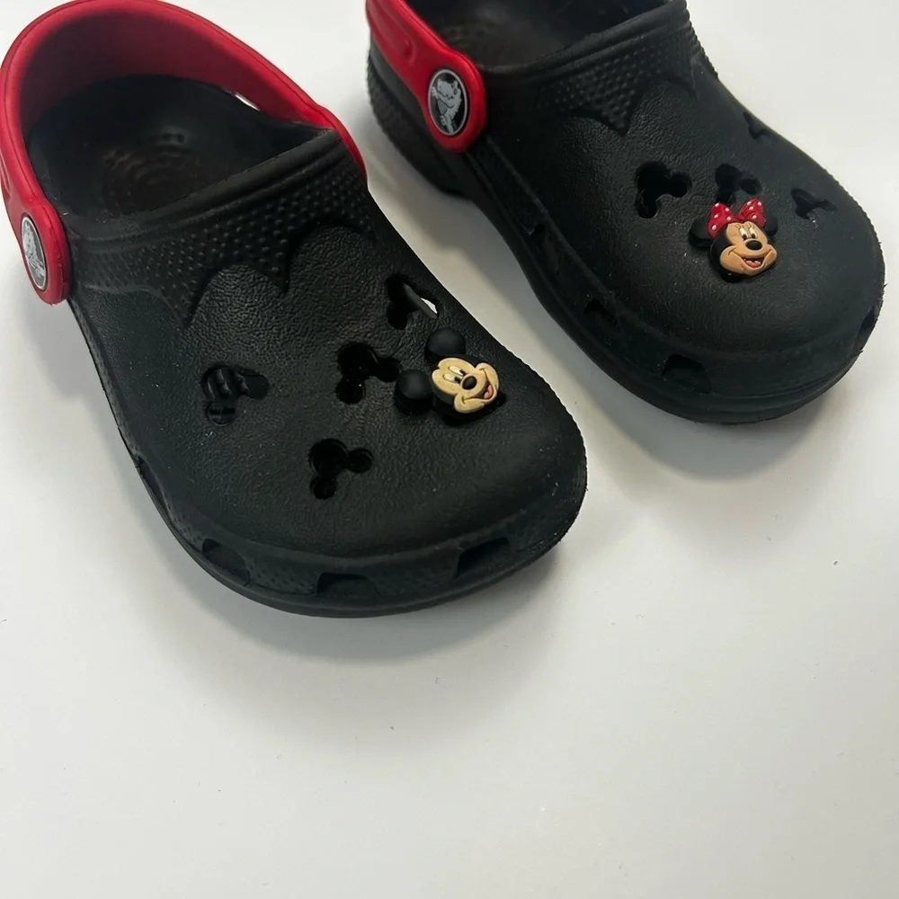 CROCS Kids Black and Red Character Slippers